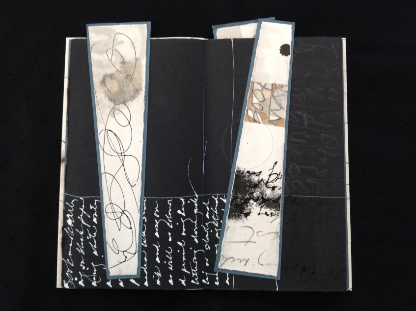 Book Marks. Mixed media on Arches watercolour paper and Arches black cover.