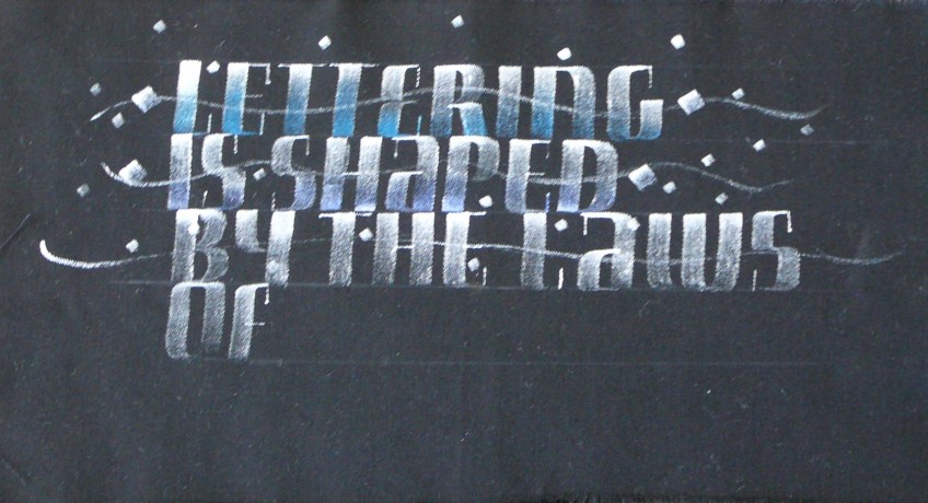 Flatbrush lettering using white with tint of colour