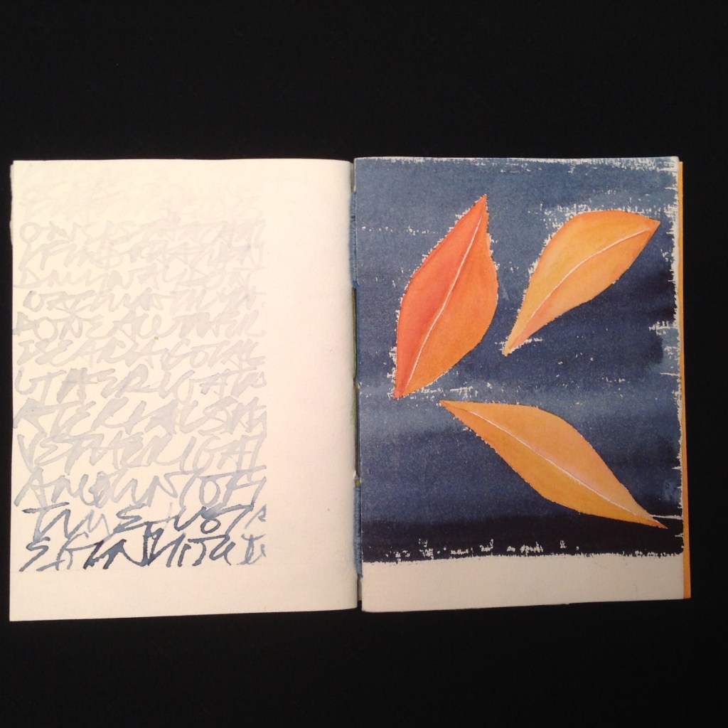 Watercolour, flat brush and mussel shell