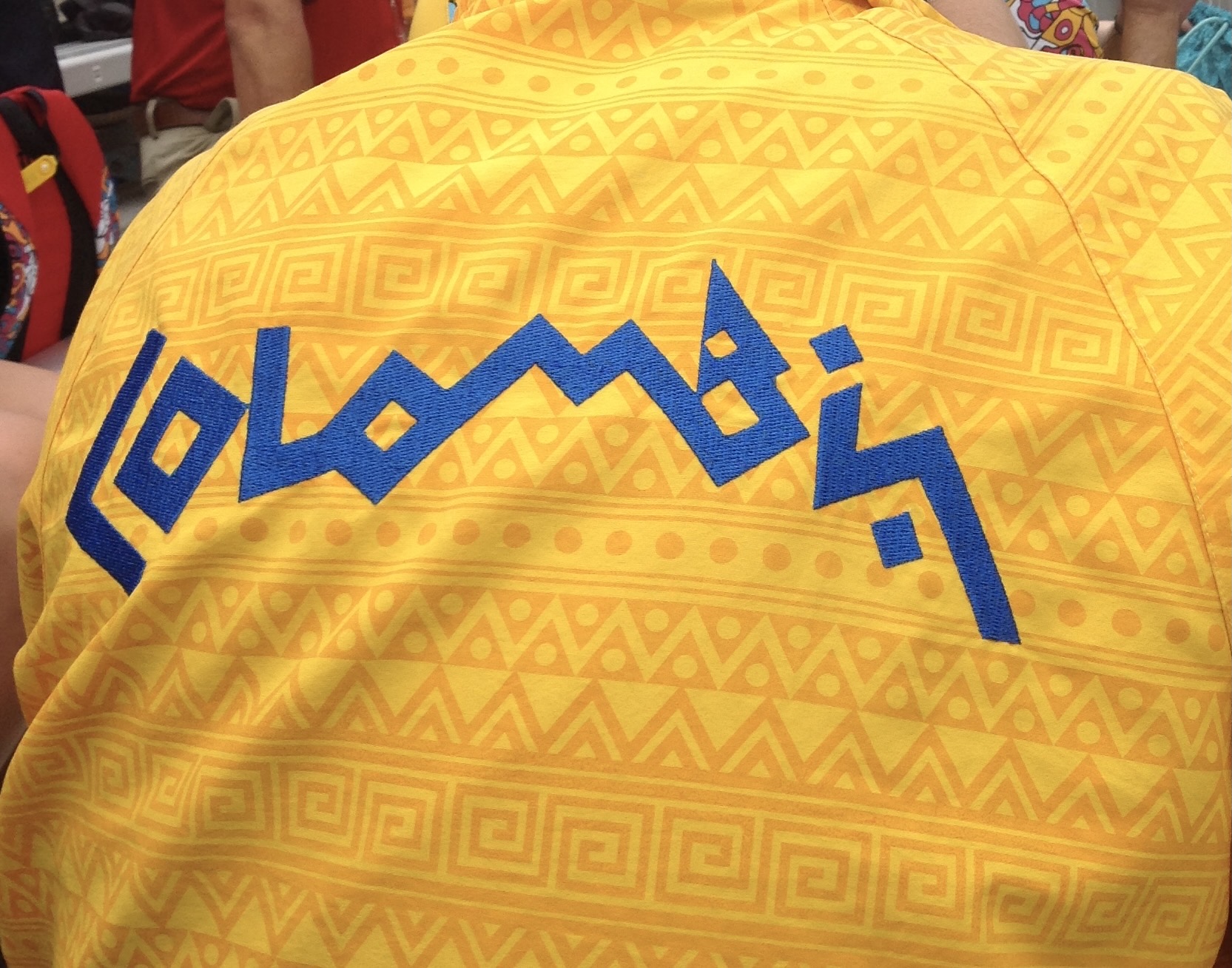 Logo on sports jacket reads Colombia