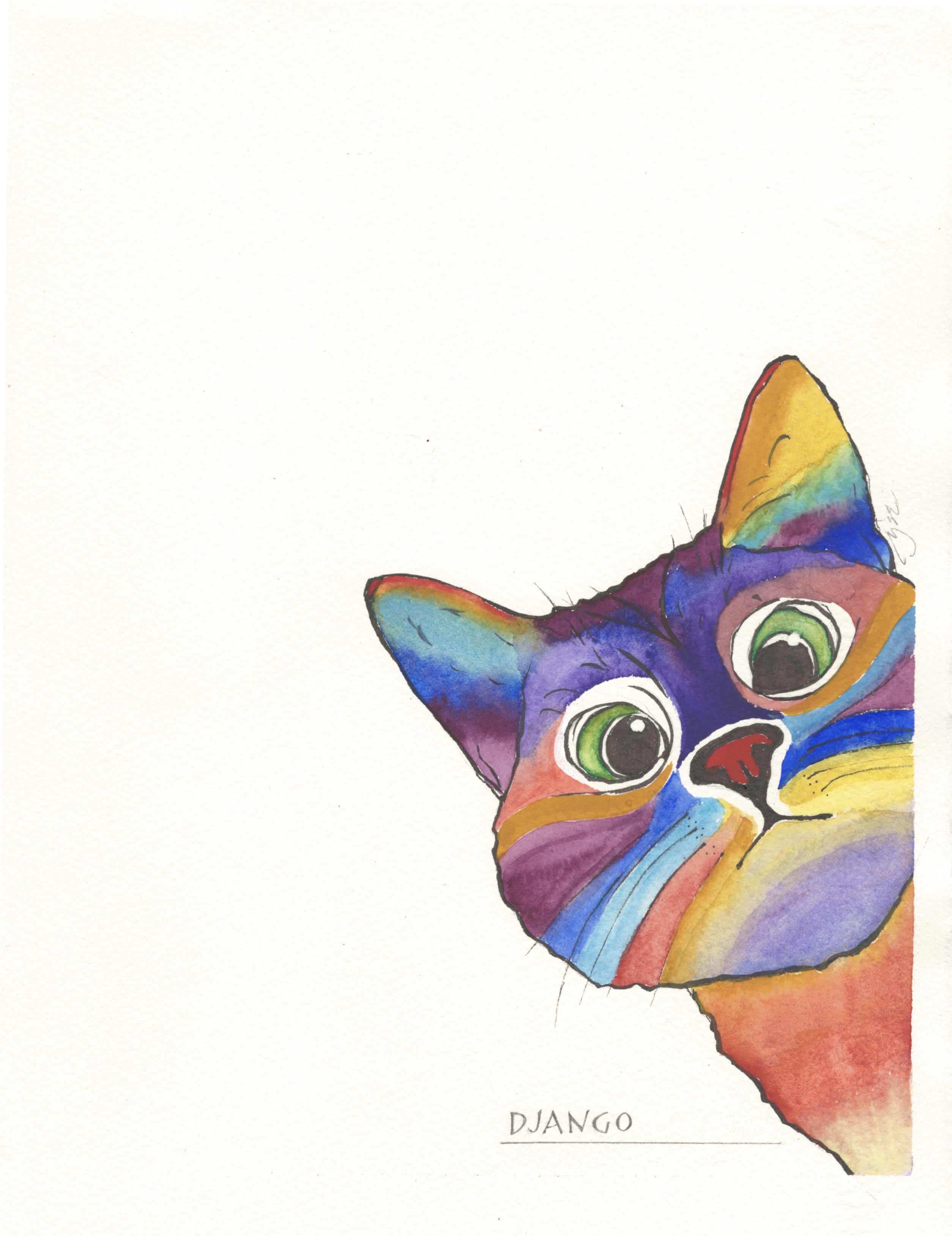 Django by Lily Yee-Sloan, watercolour on paper