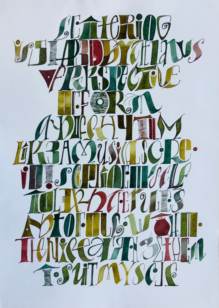 “Lettering is shaped by the laws of perspective, of form, and of rhythm, like a musical score. I discipline myself to learn the rules and to follow them. Then I rearrange them to suit myself.” Lily Yee (ABC Canada, 1996)