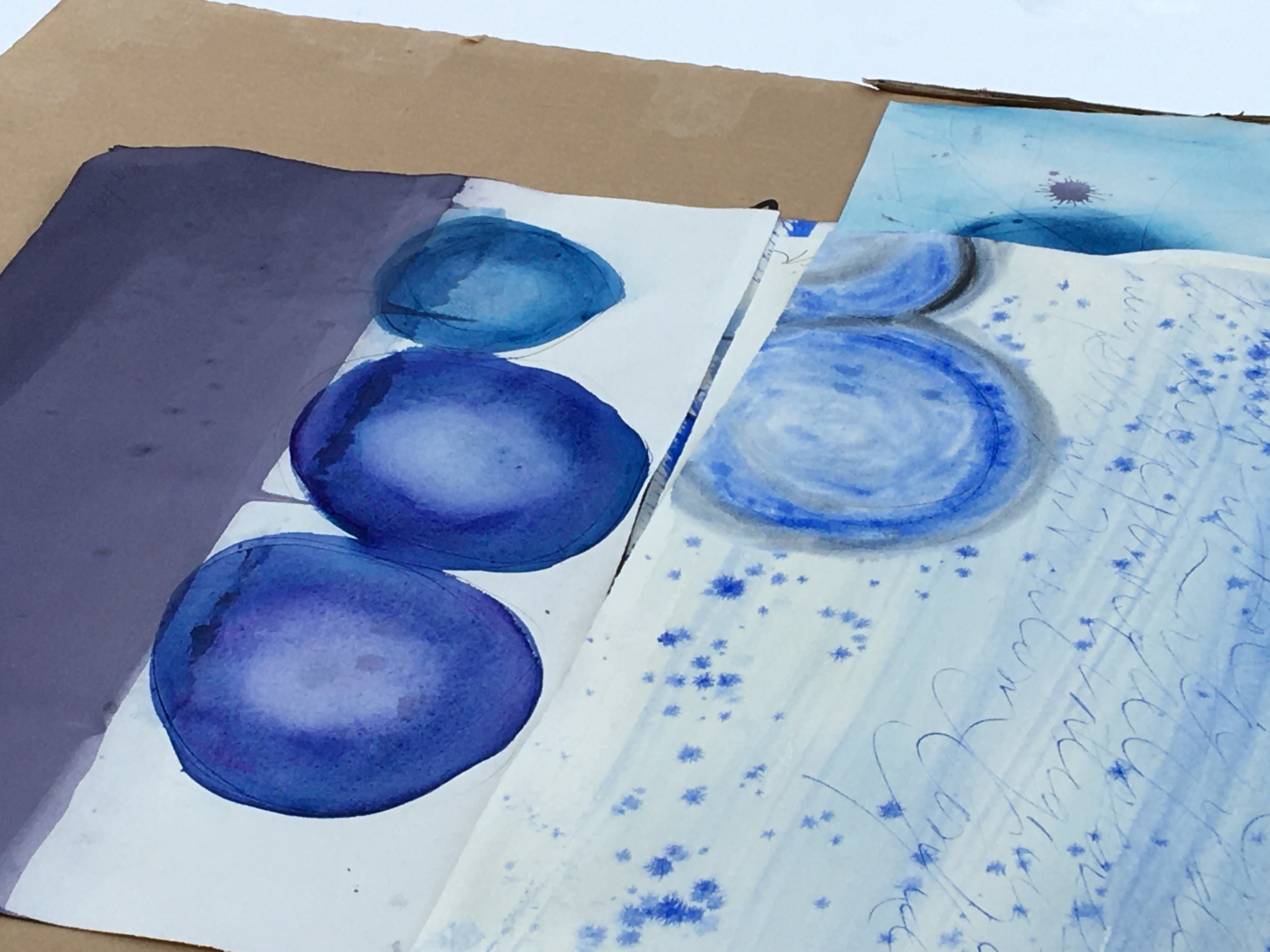 Ground pigment and watercolour circles
