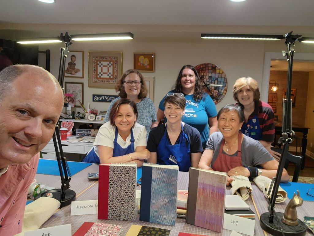 Bookbinding 1 Intensive Instructor Barbara Helander with 6 students.