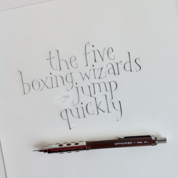 Built up pencil lettering
